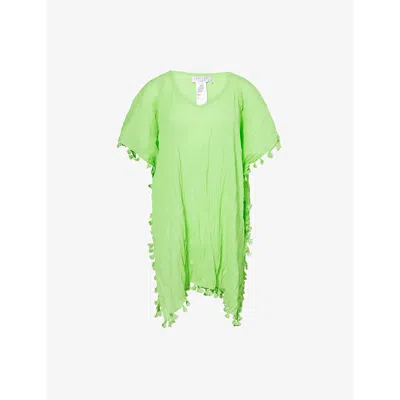 Seafolly Womens Jasmine Green Amnesia Crinkled-cotton Kaftan
