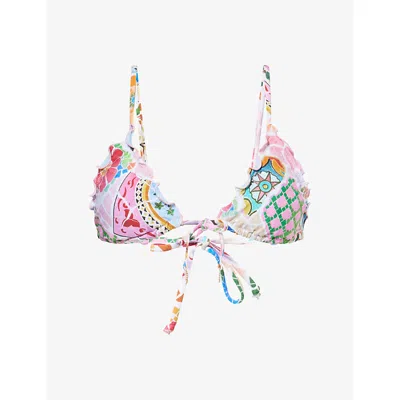 Seafolly Womens Parfait Pink Boheme Triangle Bikini Top In Multi