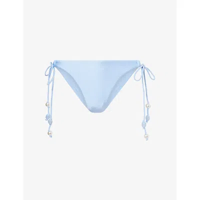 Seafolly Womens Powder Blue Palermo Tie-side Bikini Bottoms
