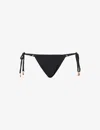 Seafolly Sea Dive Textured Mid-rise Bikini Bottoms In Black