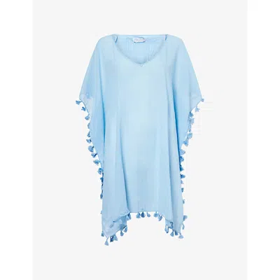 Seafolly Womens Cornflower Amnesia Cotton Kaftan In Blue