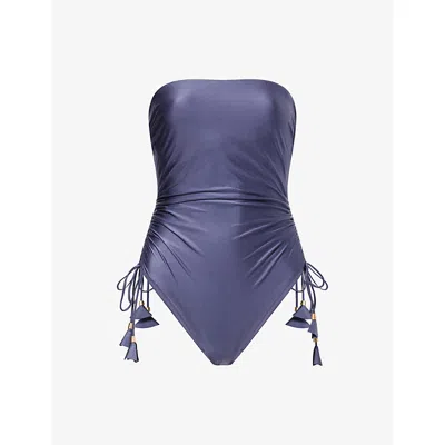 Seafolly Womens Blue Indigo Belle Bandeau Swimsuit In Purple