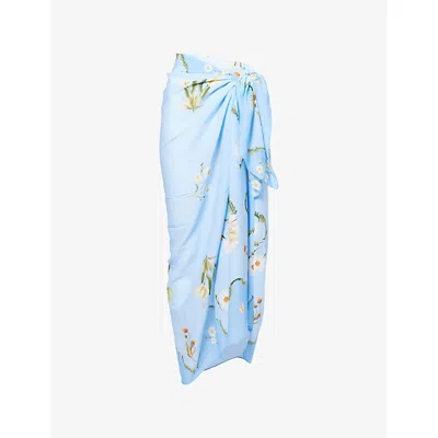 Seafolly Womens Powder Blue Modern Romance Printed Cotton Sarong In Multi