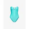 Seafolly Womens Palermo Ring Bandeau Beaded-hardware Swimsuit Aquaticblu In Aquaticblu