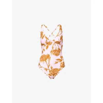 Seafolly Womens Blossom V-neck Floral-print Swimsuit