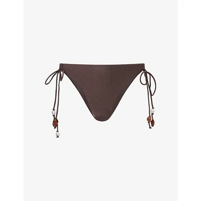Seafolly Womens Sepia Palermo Tie-side Bikini Bottoms In Brown