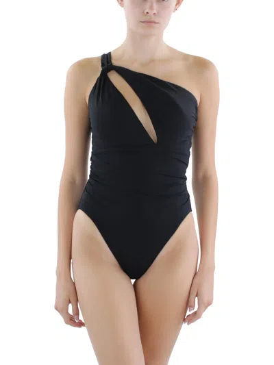 Seafolly Womens Solid Nylon One-piece Swimsuit In Black
