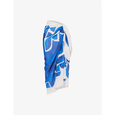 Seafolly Womens Sunray Geomtric-pattern Cotton Sarong Ultramarine In Blue