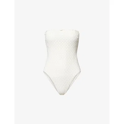 Seafolly Womens Bandeau Cut-out Swimsuit Vanilla