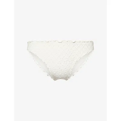 Seafolly Womens Vanilla Daydreamer Broderie-anglaise Bikini Bottoms In White