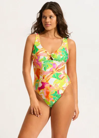 Seafolly Wonderland One-piece Women Multicolor Tropical Twist Front Erk323 In Brown