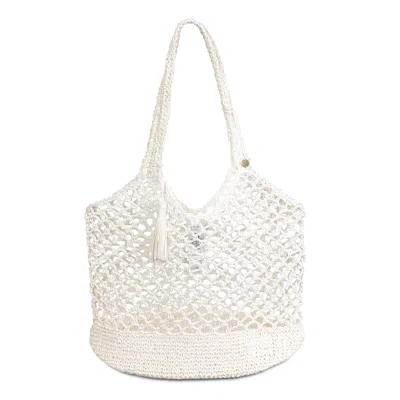 Seafolly Woven Tassel Tote White