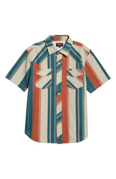 Seager Co. Seager Co Amarillo Stripe Short Sleeve Cotton Twill Button-up Shirt In Multi