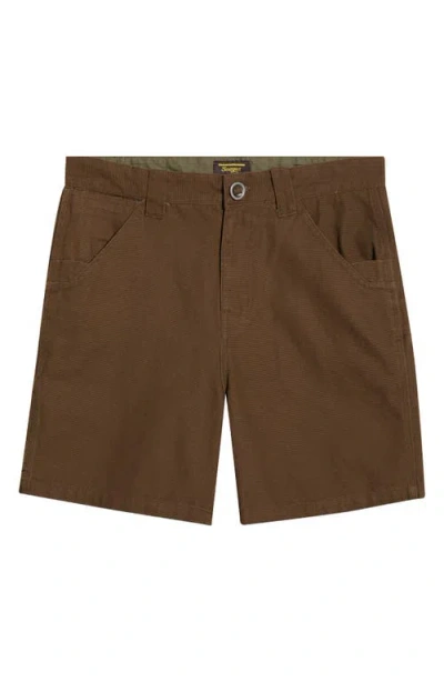 Seager Co. Seager Co Bison Flat Front Canvas Shorts In Brown