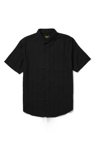 Seager Co. Seager Co Caldera Stripe Jacquard Short Sleeve Button-up Shirt In Black