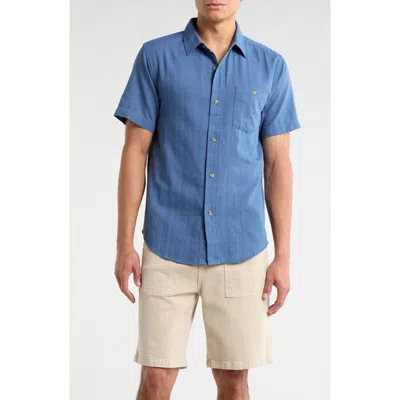 Seager Co. Seager Co Caldera Stripe Jacquard Short Sleeve Button-up Shirt In Blue