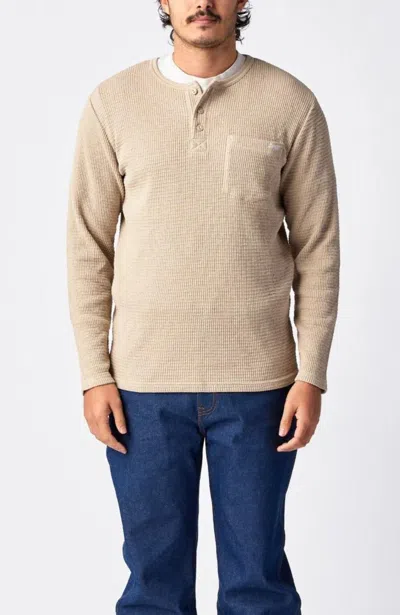 Seager Co. Men's Sawpit Henley Thermal Top In Stone In Neutral