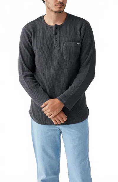 Seager Co. Seager Co Sawpit Long Sleeve Cotton Thermal Henley In Black