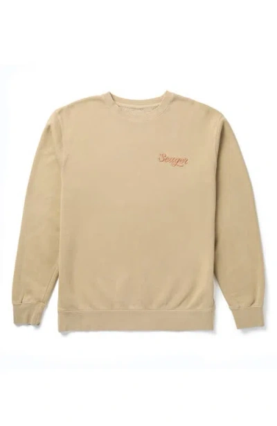 Seager Co. Seager Co Russ Logo Embroidered Fleece Crewneck Sweatshirt In Pigment Stone