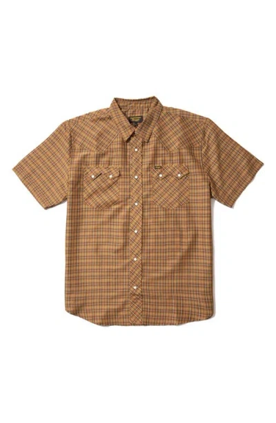 Seager Co. Seager Co Sawtoof Plaid Short Sleeve Snap-up Western Shirt In Brown