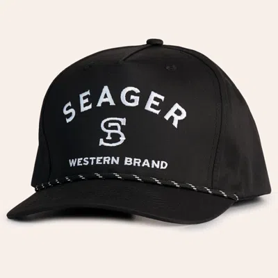 Seager Men's Branded Black Logo Embroidered Rope Curved Bill Cap