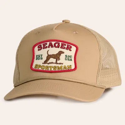 Seager Men's Sportsman Tan Logo Patch Rope Curved Bill Trucker Cap In Brown