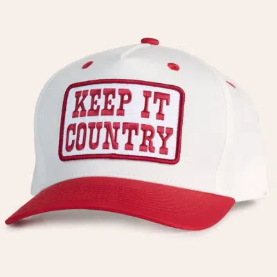 Seager White & Red Keep It Country Patch Curved Bill Cap