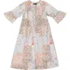 Seal Patchwork Flutter Sleeve Shell Button Robe In Neutral