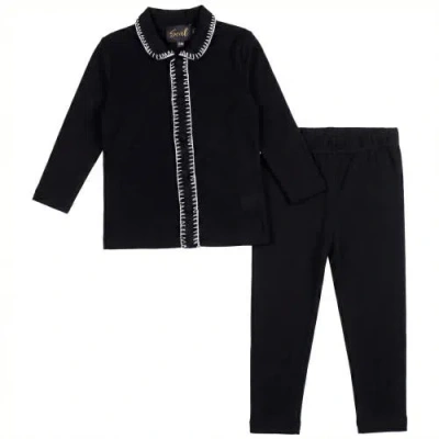 Seal Kids'  Rick Rack Button Front Top And Elastic Waist Pants Two Piece Set In Multi