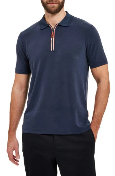 Sealskinz Shipdham Modal Blend Quarter Zip Polo In Navy