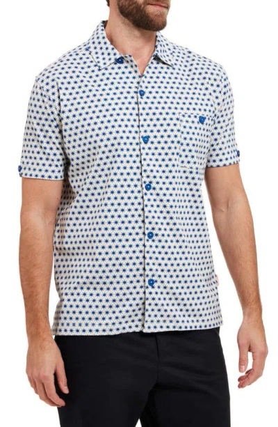 Sealskinz Walsoken Sun Print Short Sleeve Button-up Shirt In Cream