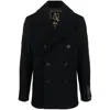 Sealup Notched-collar Double-breasted Coat In Black