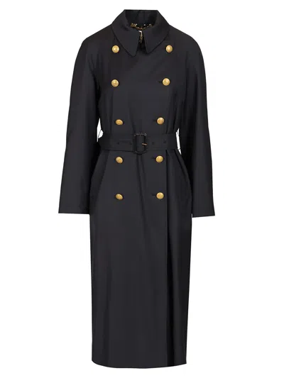 Sealup Clio Long Trench Coat In Black