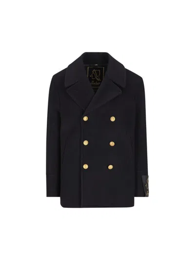 Sealup Double-breasted Coat In Black
