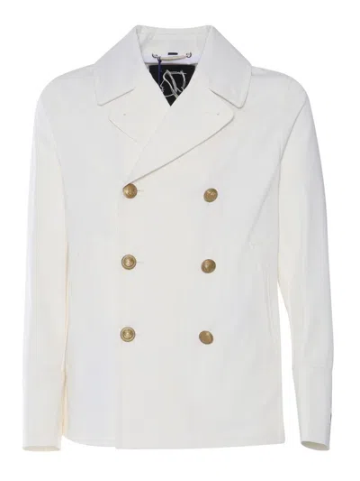 Sealup Double-breasted Coat In White