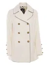 Sealup Double-breasted Tailored Peacoat With Navy Piping In Neutral