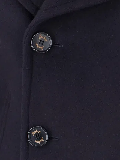 Sealup Double-breasted Short Coat In Blue
