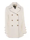 Sealup Double-breasted Tailored Peacoat With Navy Piping In Gray