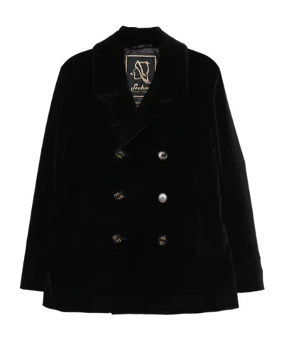 Sealup Double-breasted Coat In Black