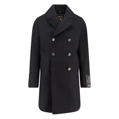 Sealup Double-breasted Virgin Wool Coat In Black