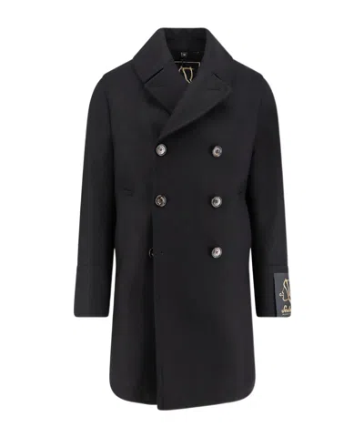 Sealup Double-breasted Wool Coat In Black