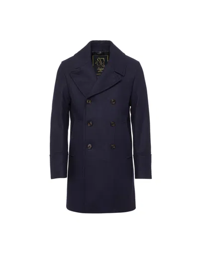 Sealup Genova Wool Pea Coat In Blue