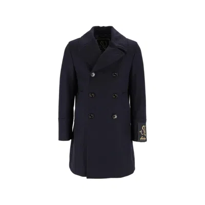 Sealup Genova Wool Pea Coat In Blue