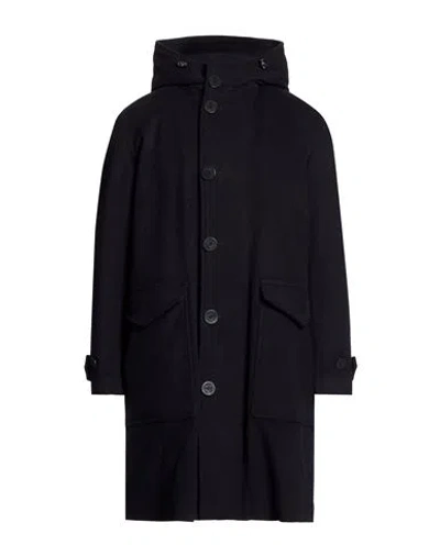 Sealup Man Coat Midnight Blue Size 46 Wool, Cashmere In Black