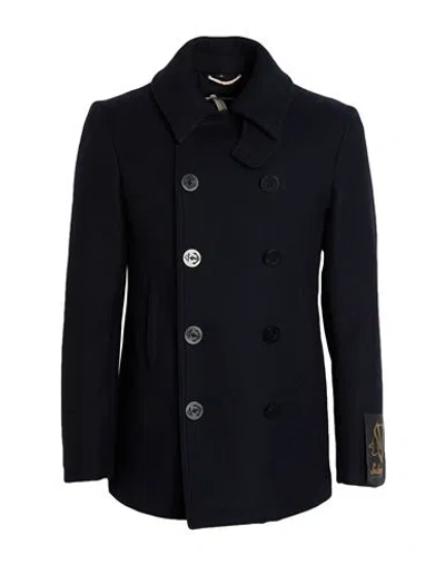 Sealup Man Coat Midnight Blue Size 46 Wool, Polyamide In Black