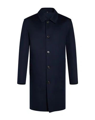 Sealup Man Coat Navy Size 38 Virgin Wool, Cashmere In Blue