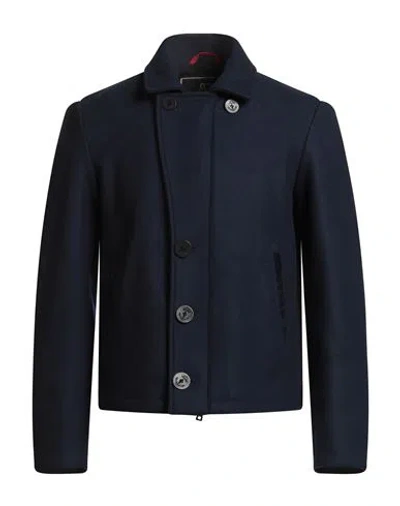 Sealup Man Coat Navy Size 46 Wool, Polyamide In Blue