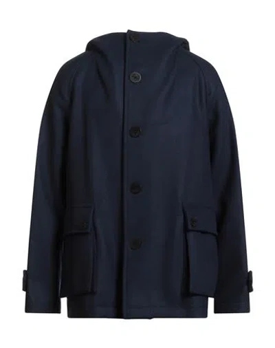 Sealup Man Coat Navy Size 46 Wool, Polyamide In Blue