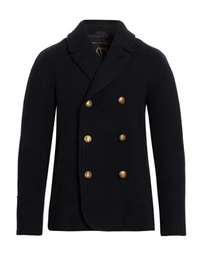 Sealup Man Coat Navy Size 48 Wool, Polyamide In Black