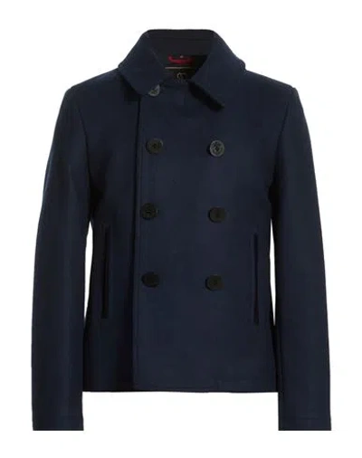 Sealup Man Coat Navy Size 48 Wool, Polyamide In Blue